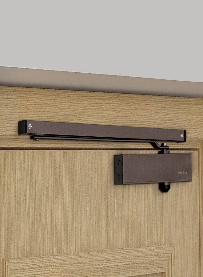 Plantex Automatic Aluminium Soft Door Closer with Double Speed for Heavy Door/Hydraulic Pelmet Arm Door Closer for Hotel-Home-Office (ISO 9001 Certified) (Capacity 120 Kg, Brown) - Image 1